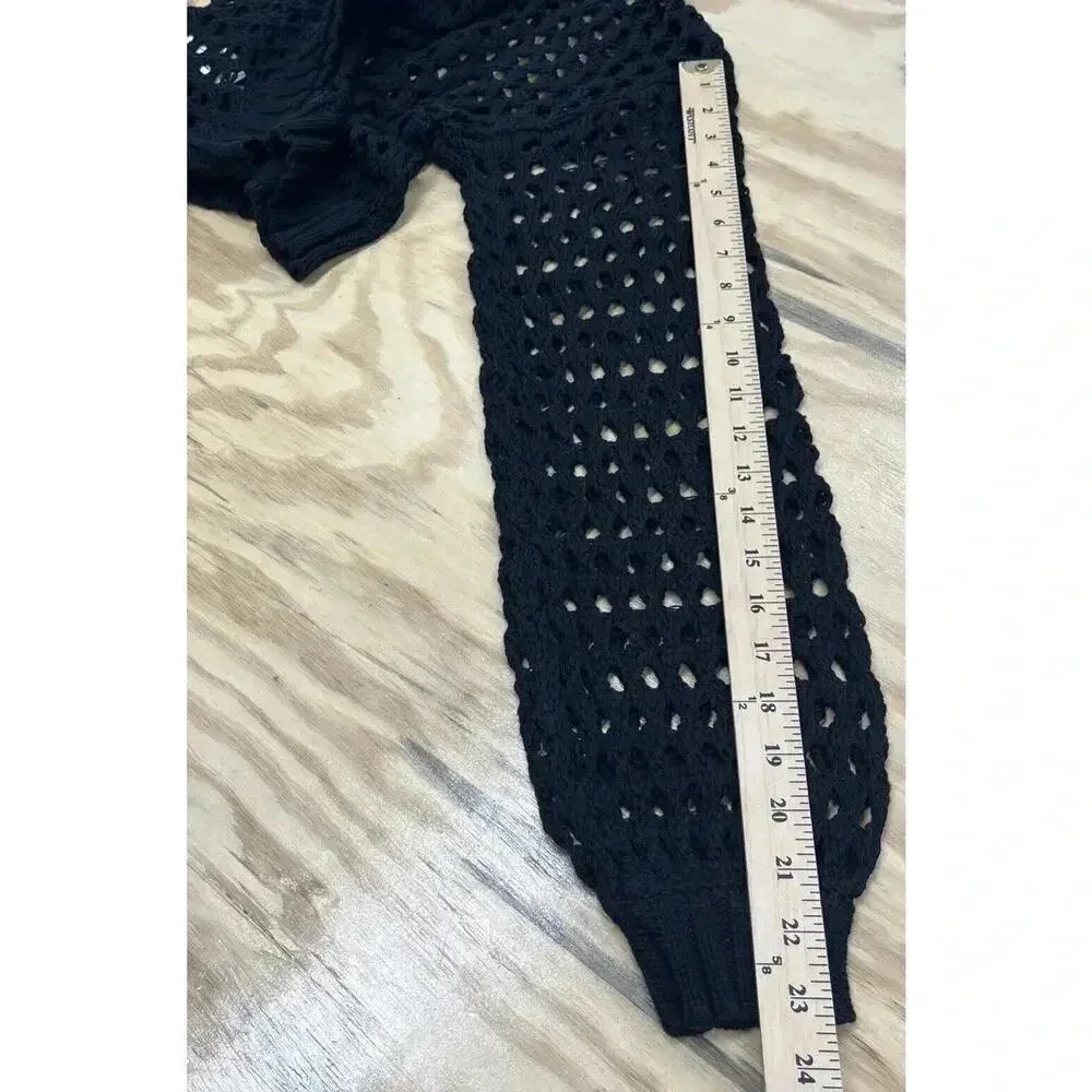 Anthropologie Maeve One-Shoulder Crochet Sweater Open Stitch Black One Size - Picture 13 of 13